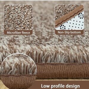 Brown Microfiber Fleece Non-Slip Rug